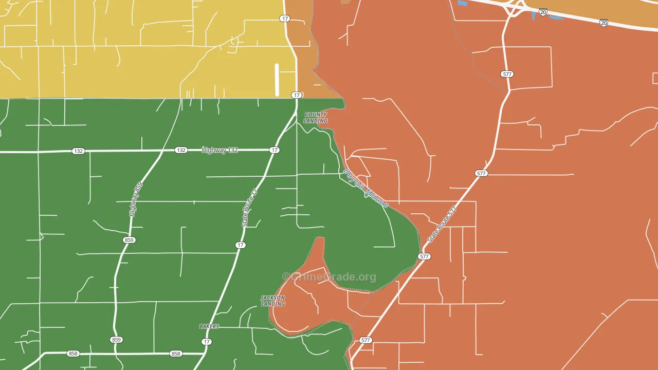 Tendal, LA Map of Assault Rates