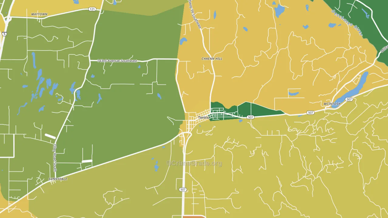 Tenino, WA Map of Assault Rates