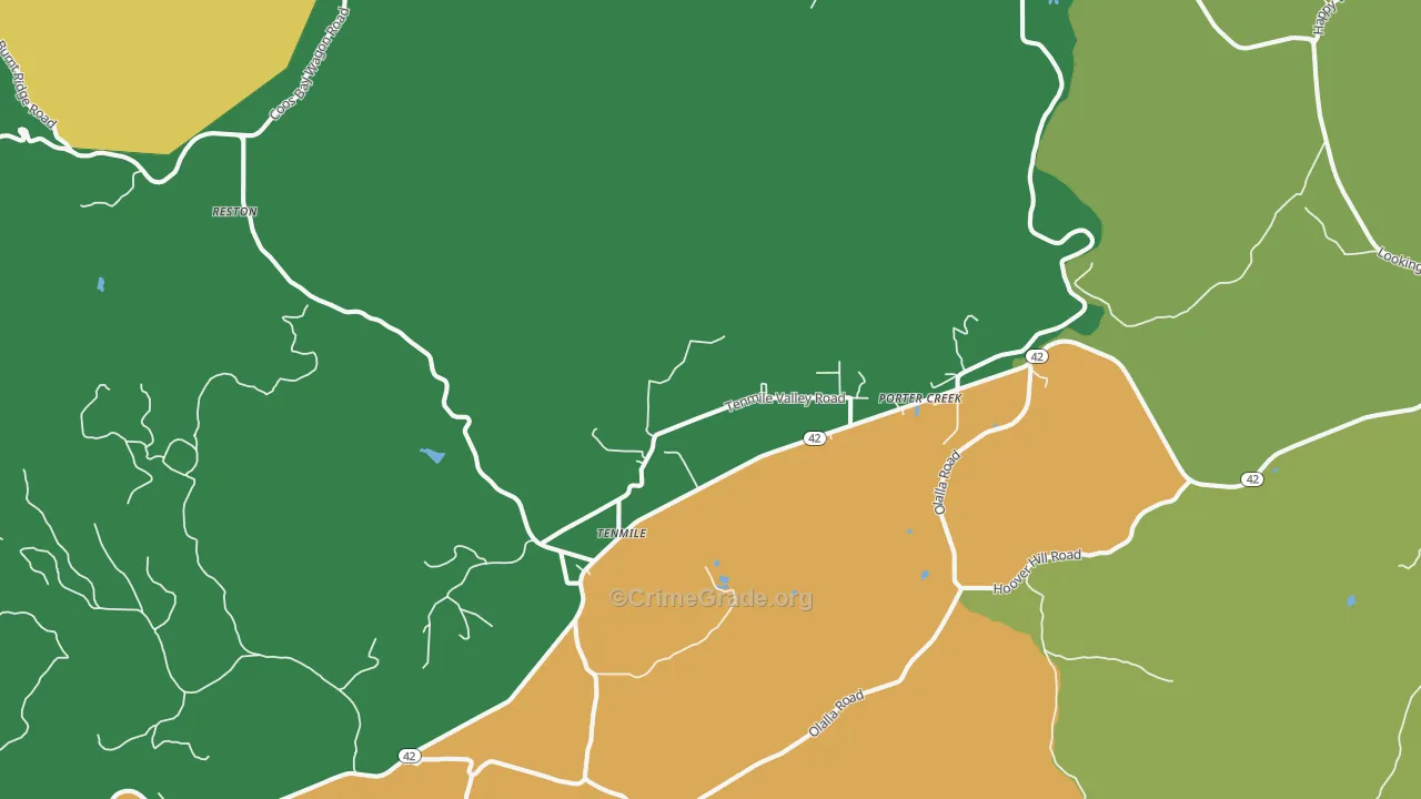 Tenmile, OR Map of Assault Rates