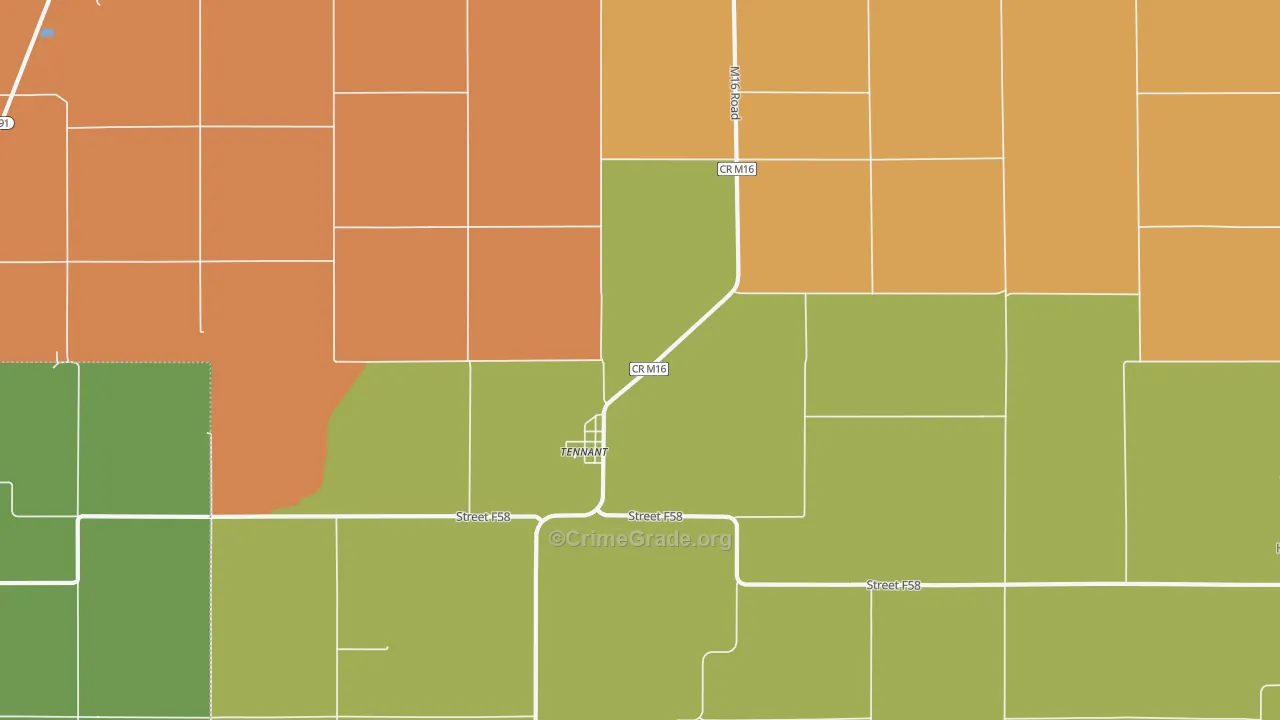Tennant, IA Map of Assault Rates