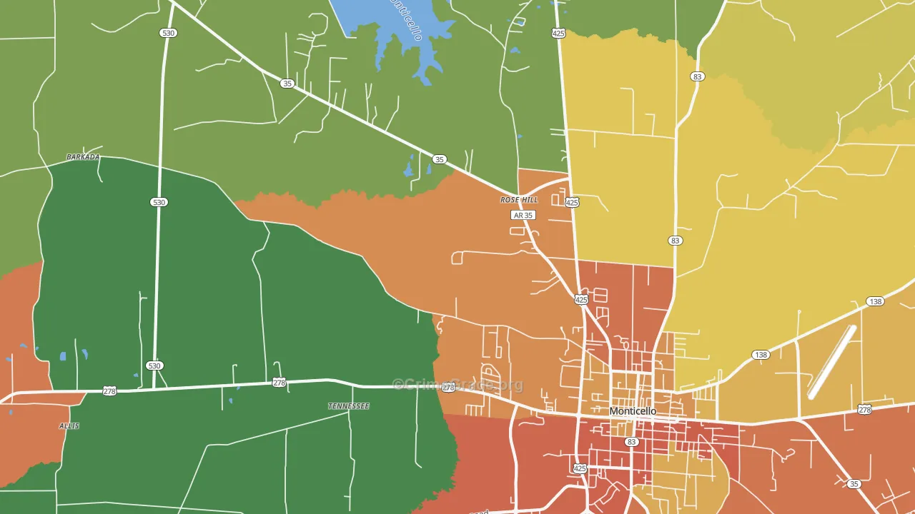 Tennessee, AR Map of Assault Rates