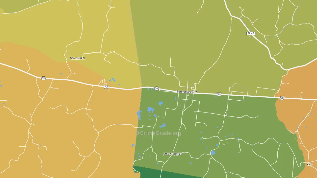 Tennessee City, TN Map of Assault Rates