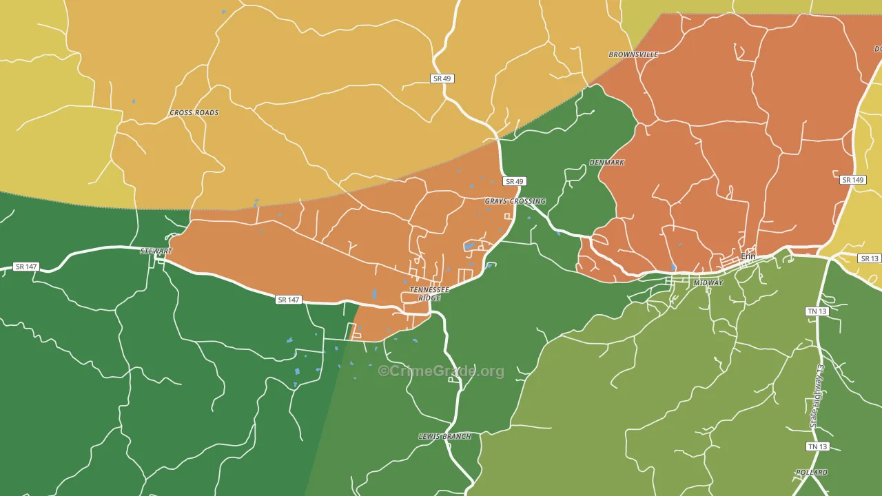Tennessee Ridge, TN Map of Assault Rates