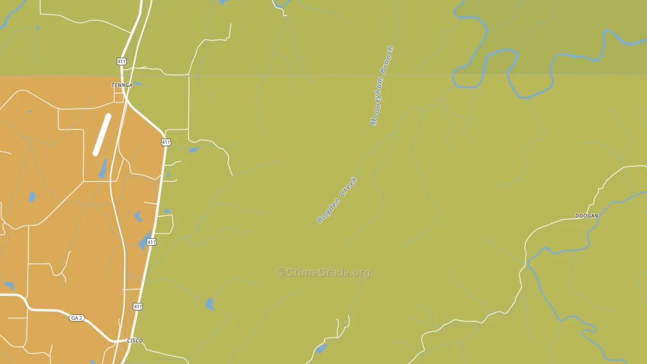 Tennga, GA Map of Assault Rates