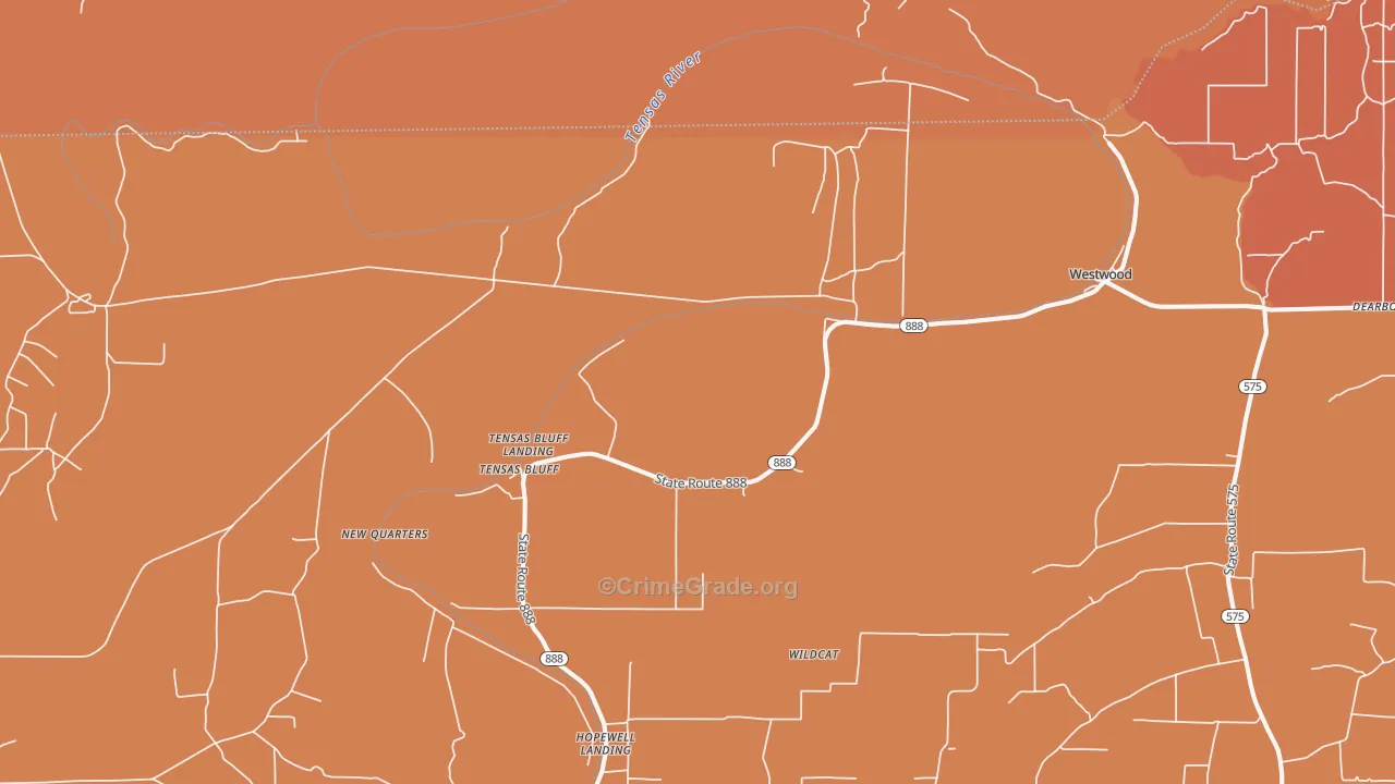Tensas Bluff, LA Map of Assault Rates