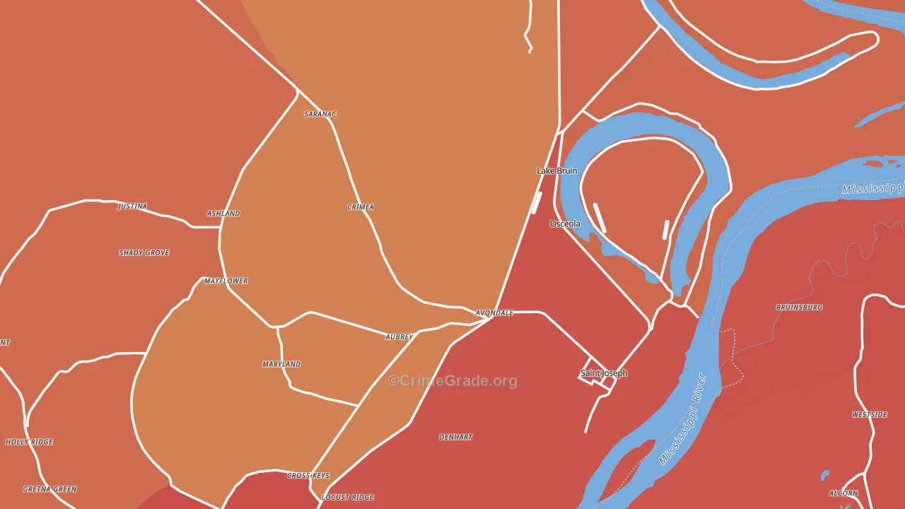 Tensas Parish, LA Map of Assault Rates