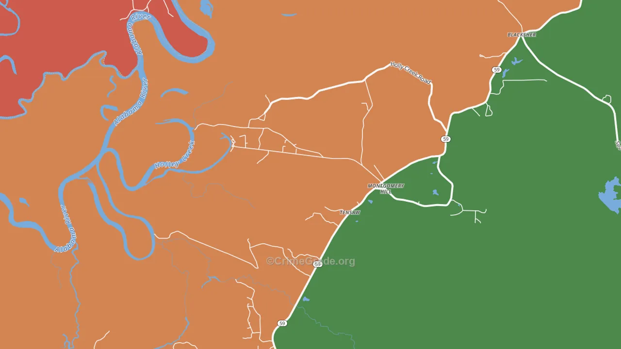 Tensaw, AL Map of Assault Rates