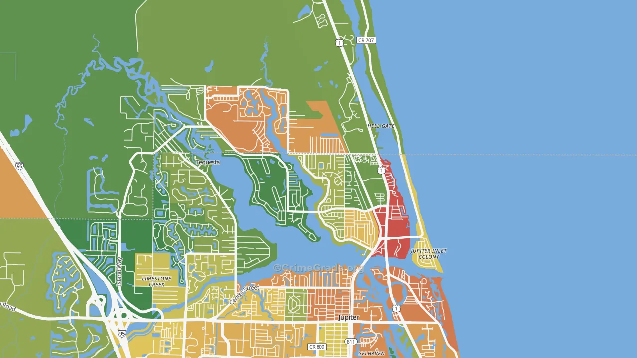 Tequesta, FL Map of Assault Rates