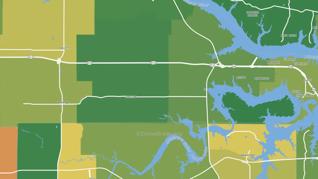 Terlton, OK Map of Assault Rates