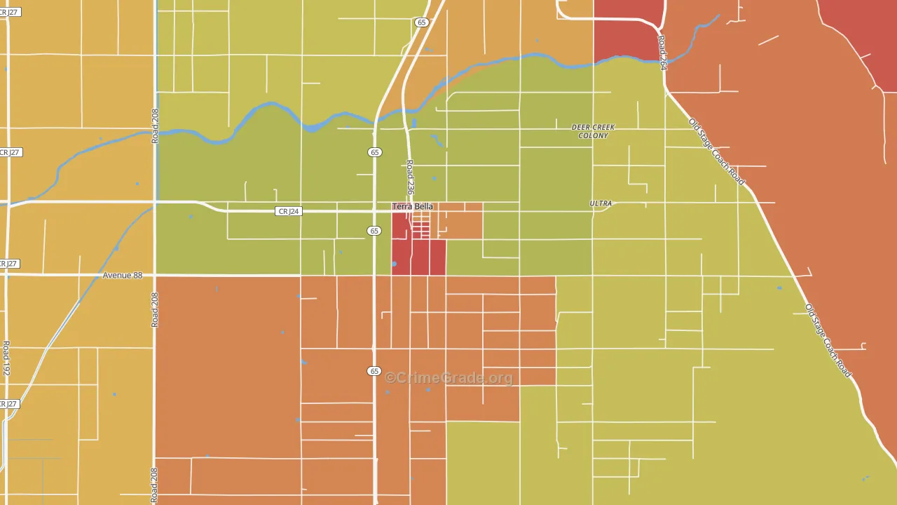Terra Bella, CA Map of Assault Rates