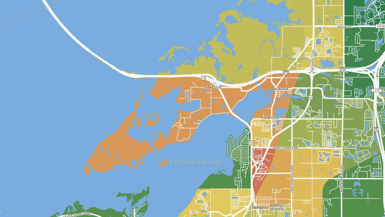 Terra Ceia, FL Map of Assault Rates