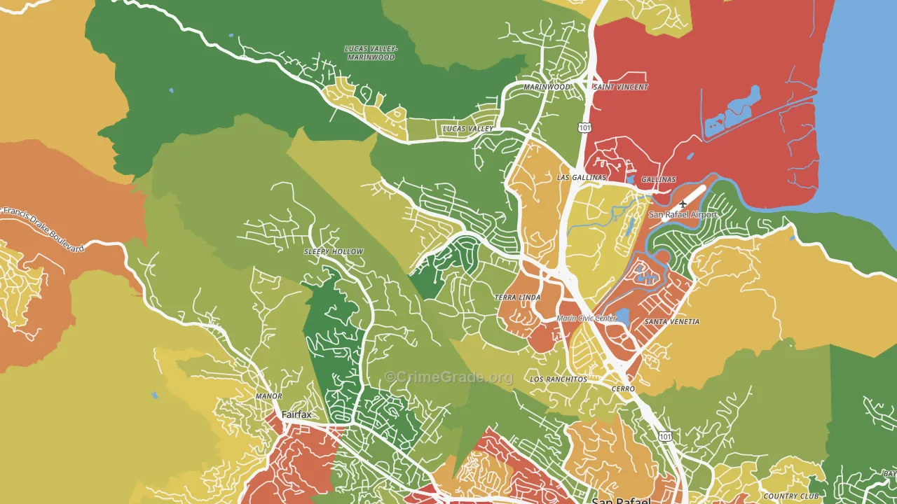 Terra Linda, San Rafael, CA Map of Assault Rates
