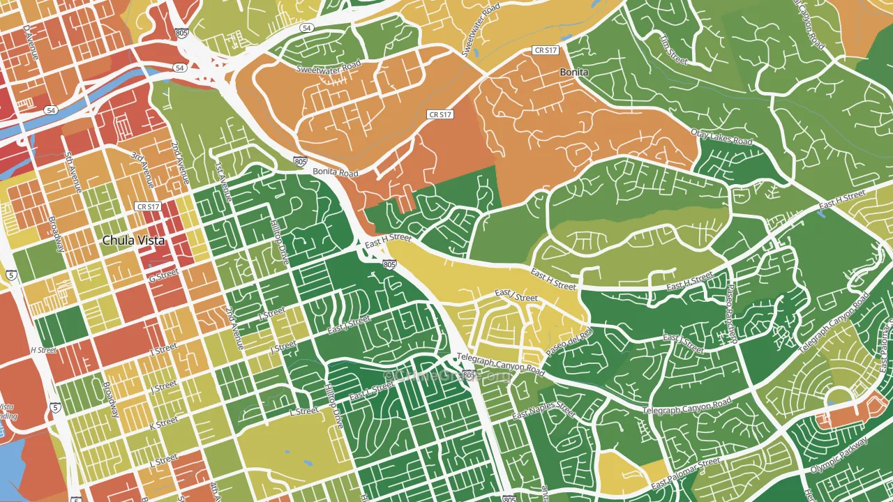 Terra Nova, Chula Vista, CA Map of Assault Rates