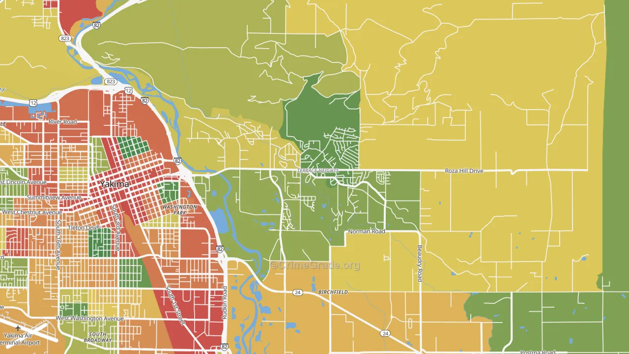 Terrace Heights, WA Map of Assault Rates