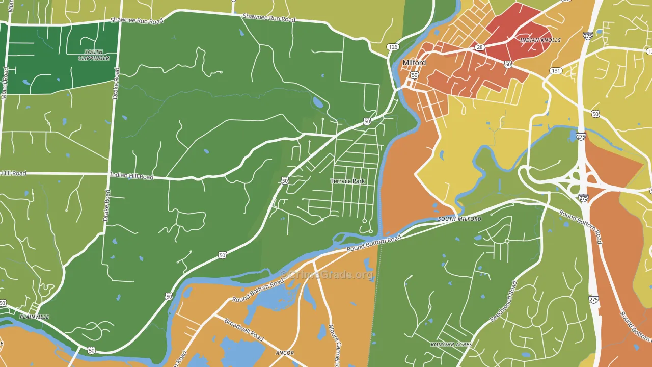 Terrace Park, OH Map of Assault Rates