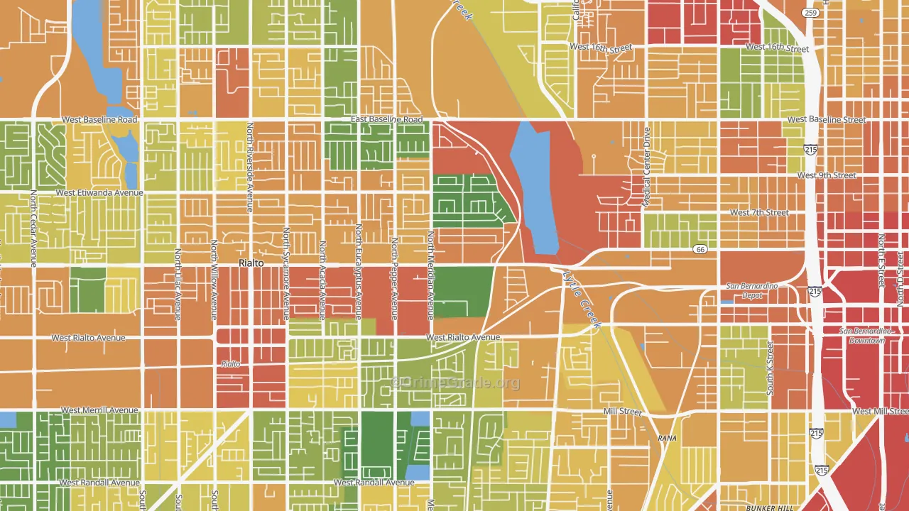 Terrace, San Bernardino, CA Map of Assault Rates