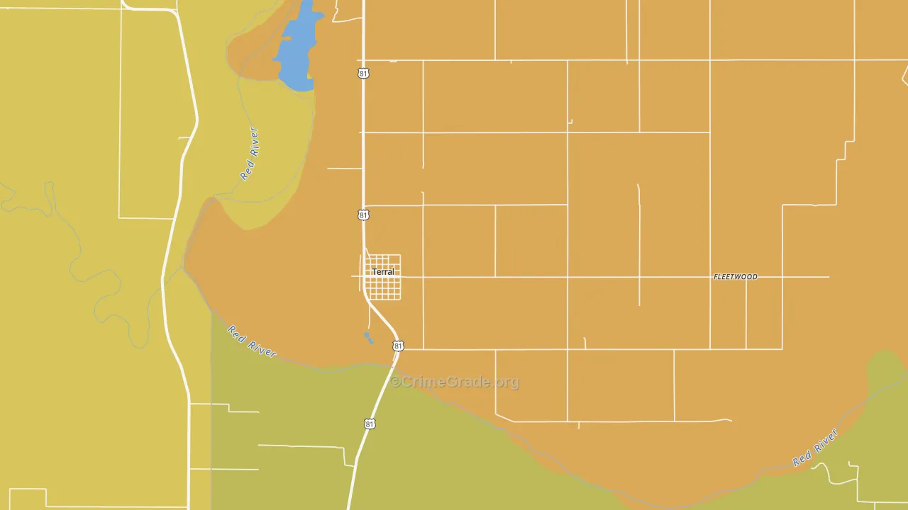 Terral, OK Map of Assault Rates