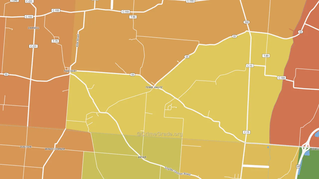 Terre Haute, OH Map of Assault Rates