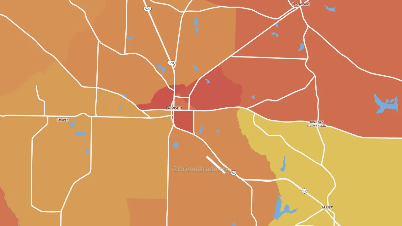 Terrell County, GA Map of Assault Rates