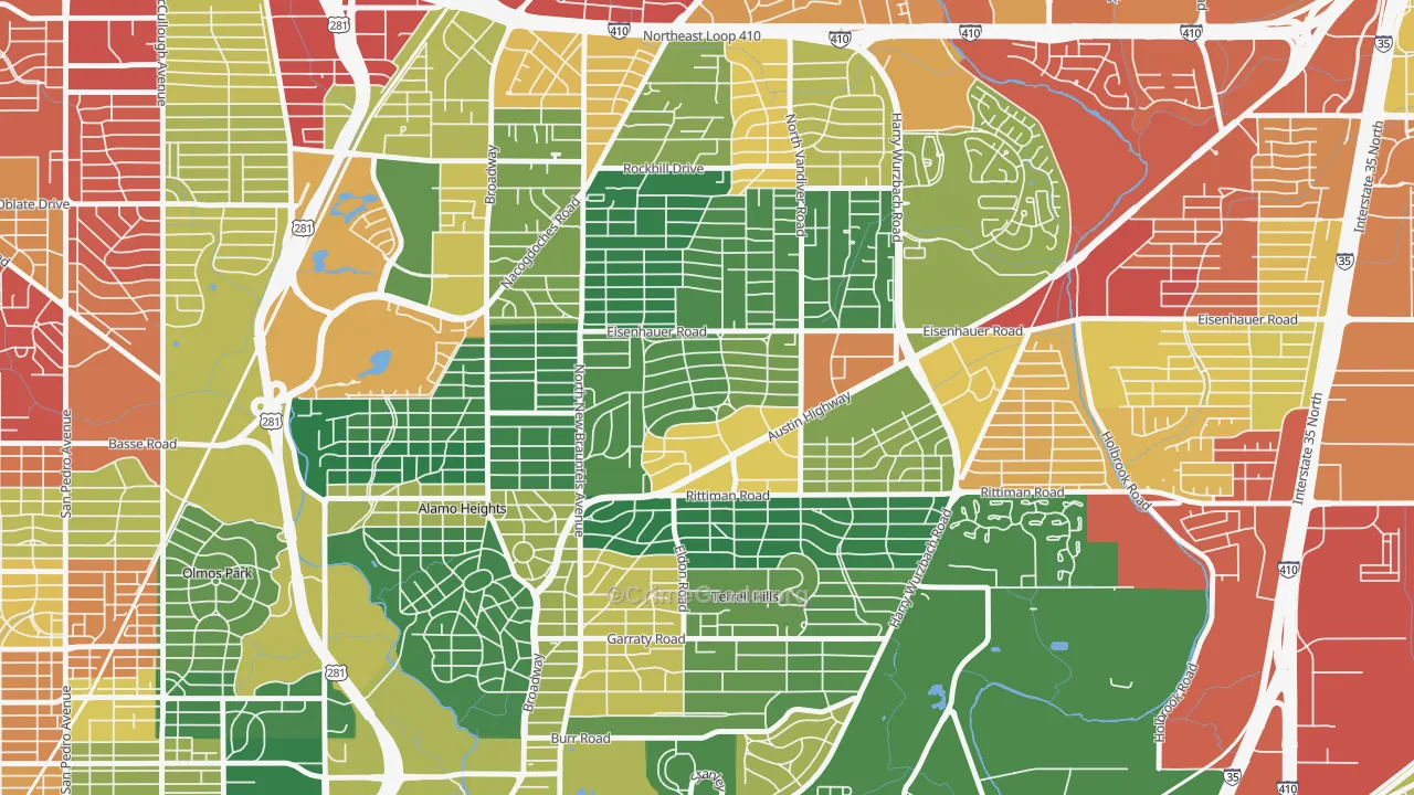 Terrell Heights, San Antonio, TX Map of Assault Rates