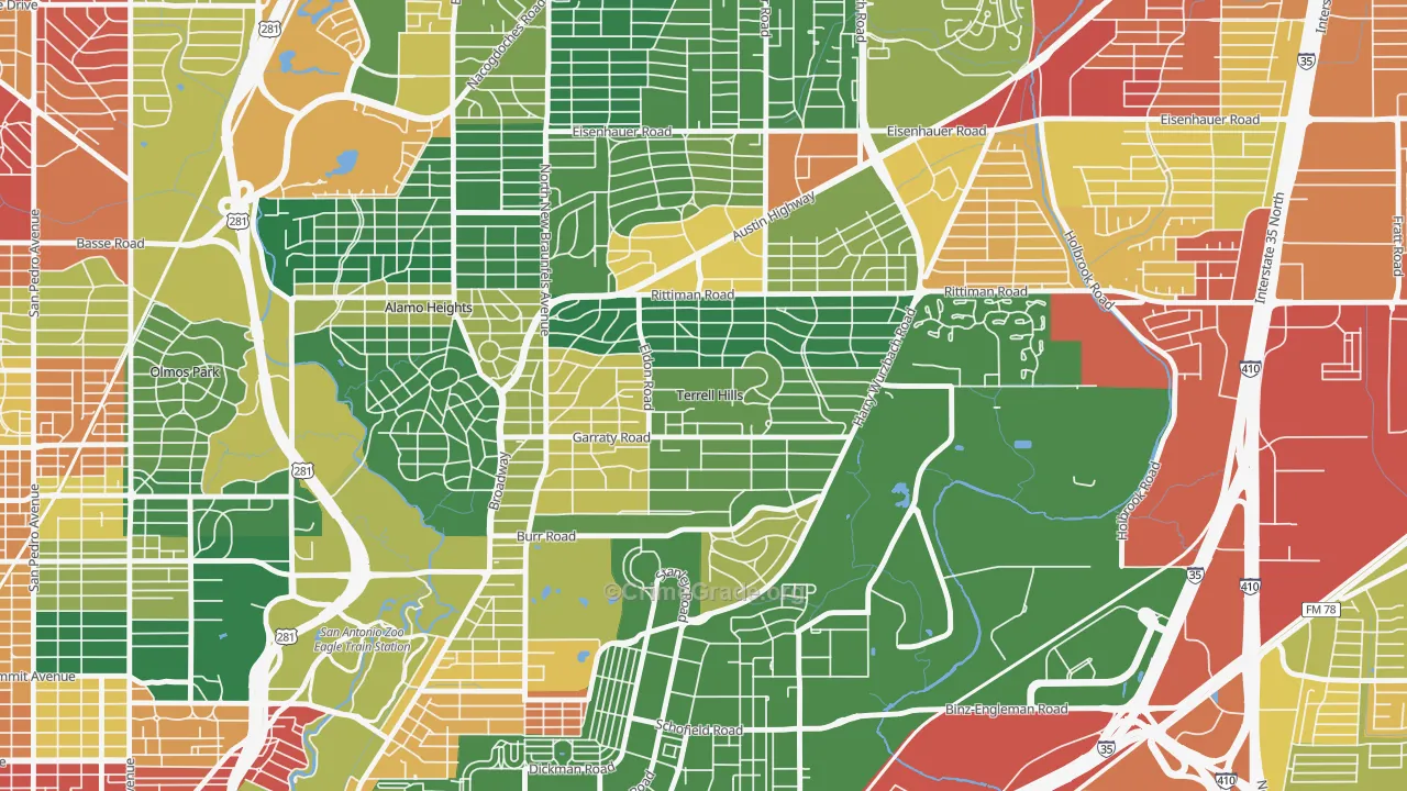 Terrell Hills, TX Map of Assault Rates