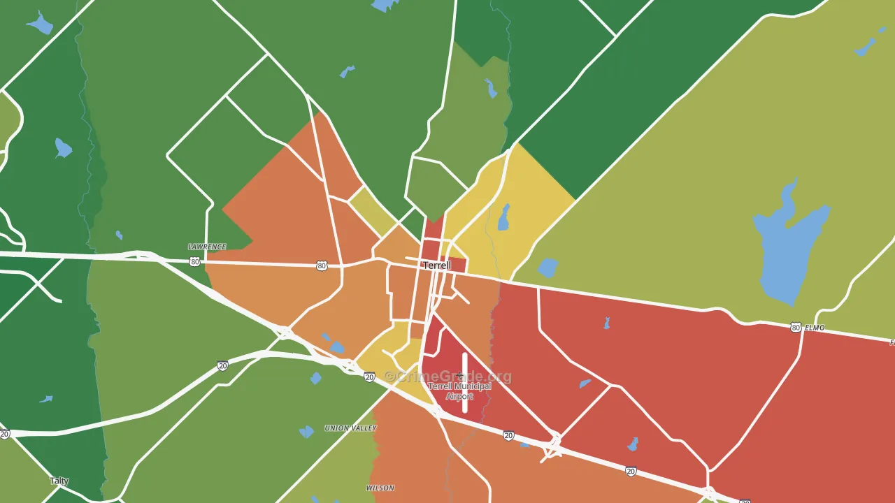 Terrell, TX Map of Assault Rates