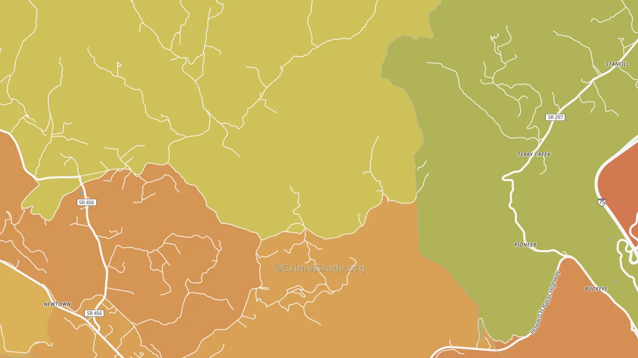 Terry Creek, TN Map of Assault Rates