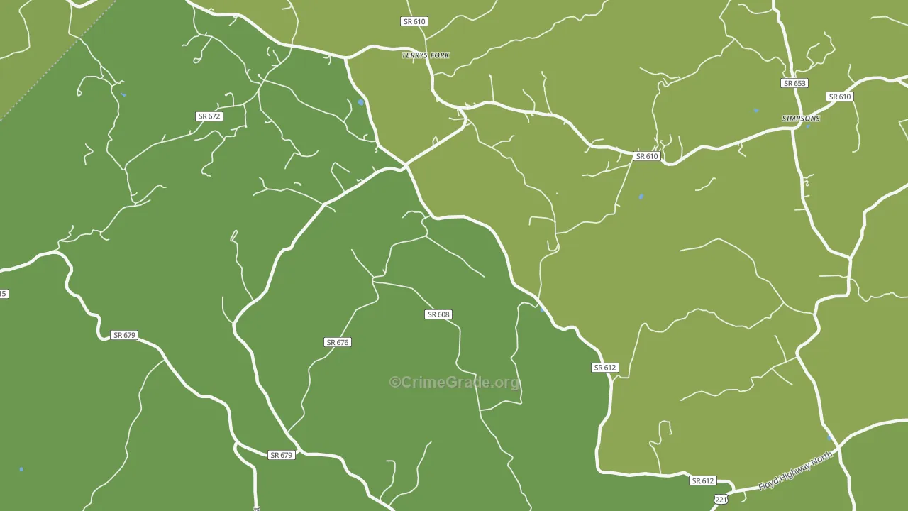 Terrys Fork, VA Map of Assault Rates