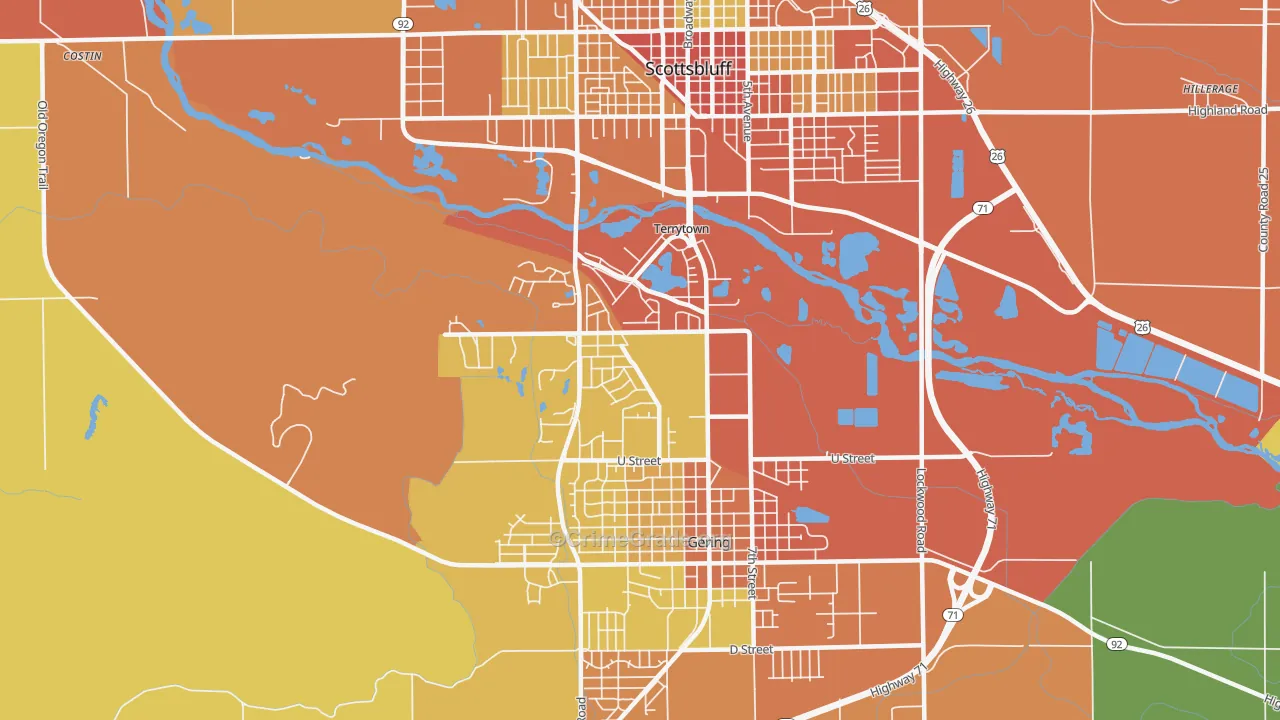 Terrytown, NE Map of Assault Rates
