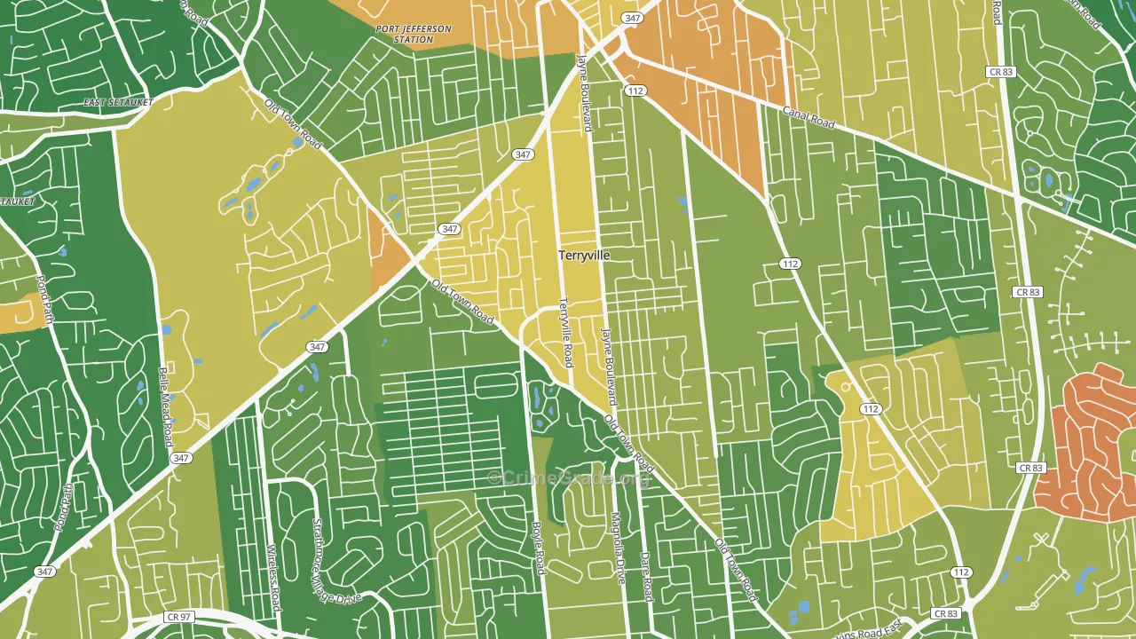 Terryville, NY Map of Assault Rates