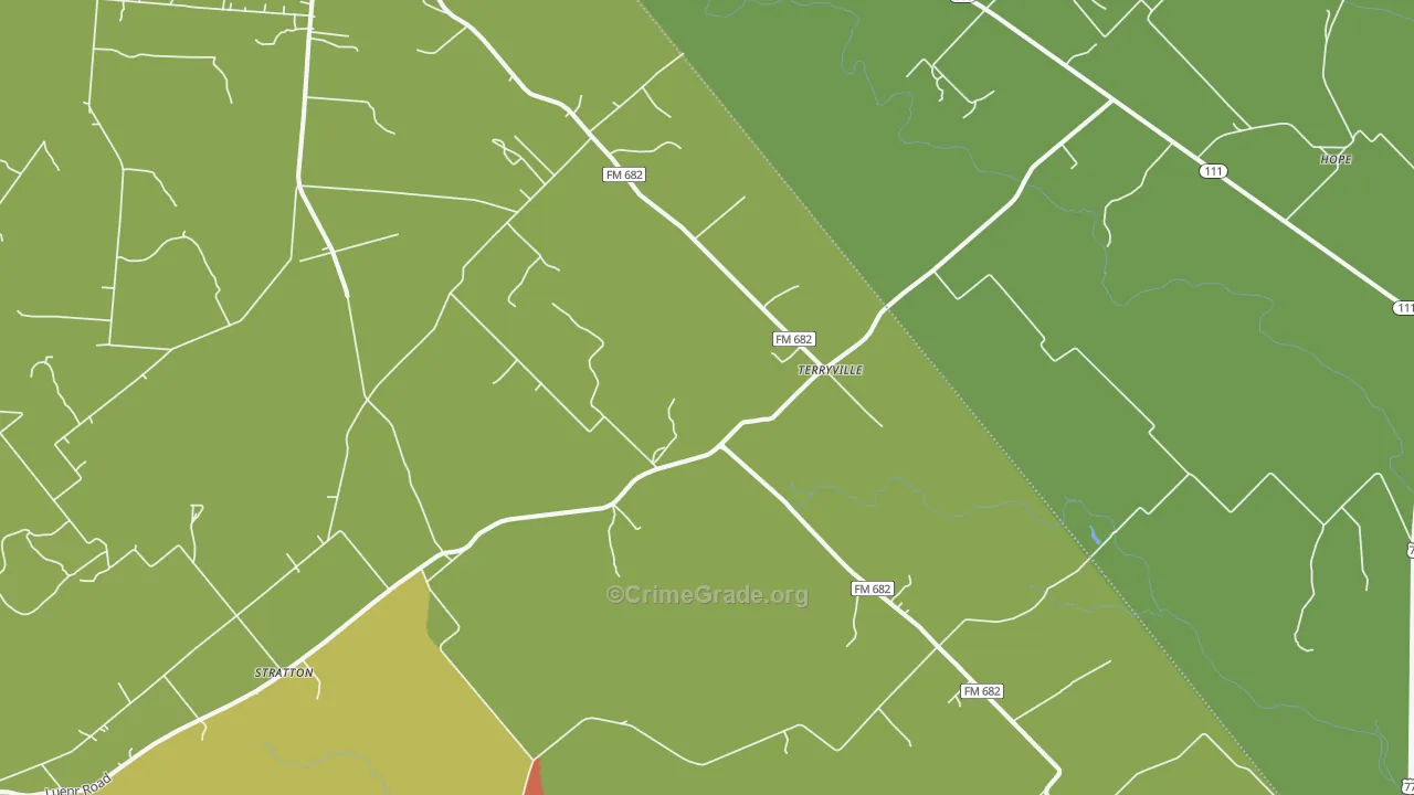 Terryville, TX Map of Assault Rates
