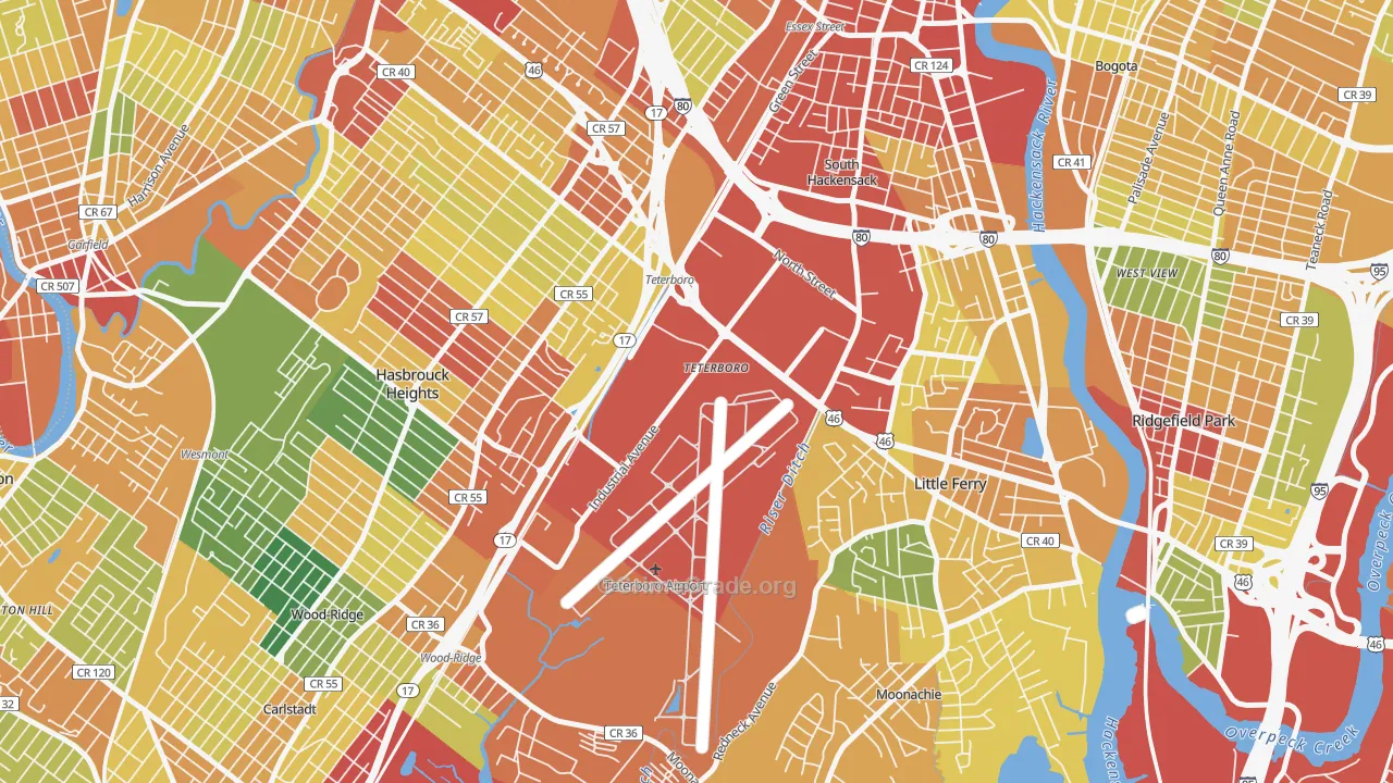 Teterboro, NJ Map of Assault Rates