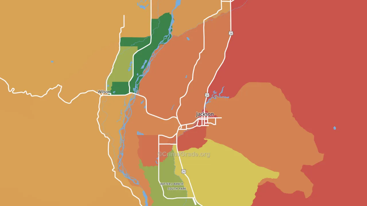 Teton County, WY Map of Assault Rates