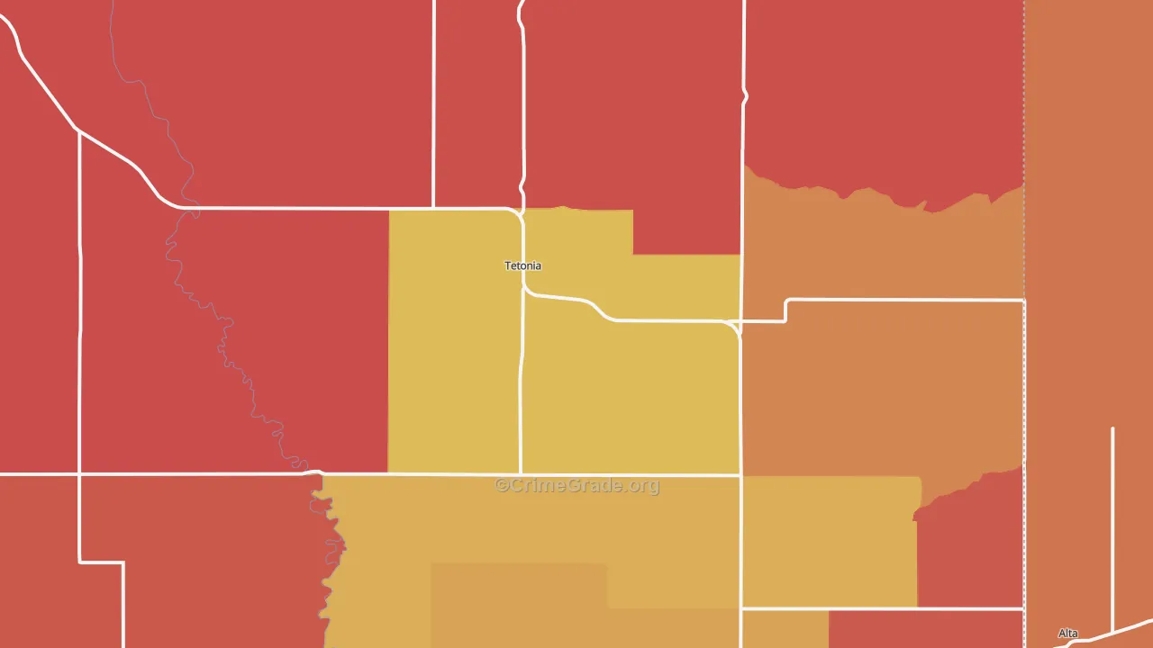 Tetonia, ID Map of Assault Rates