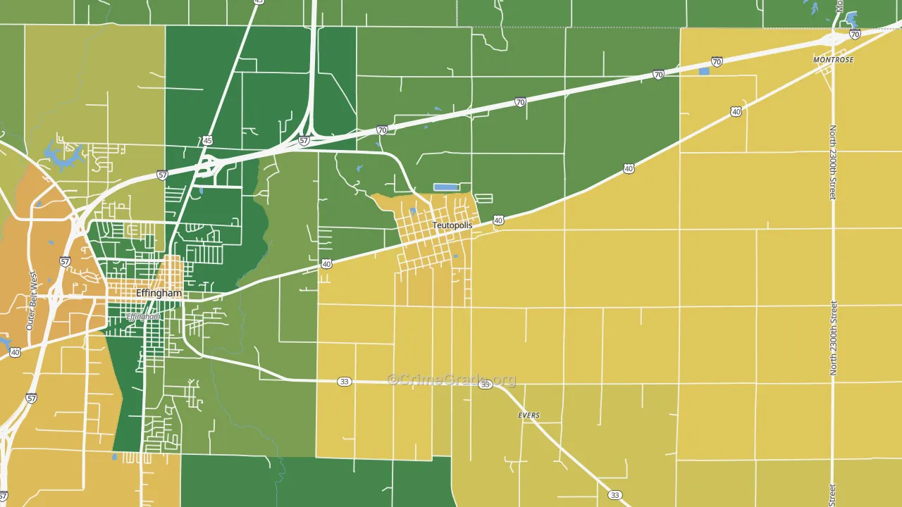 Teutopolis, IL Map of Assault Rates