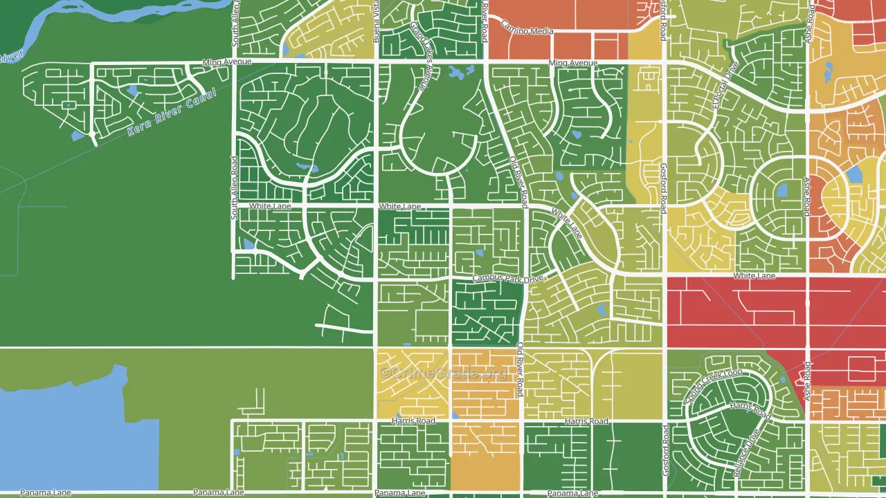 Tevis Ranch, Bakersfield, CA Map of Assault Rates