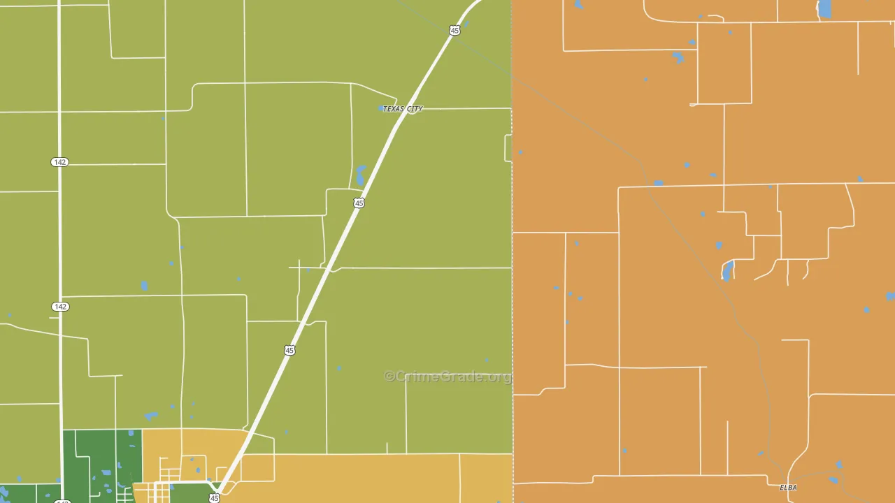 Texas City, IL Map of Assault Rates