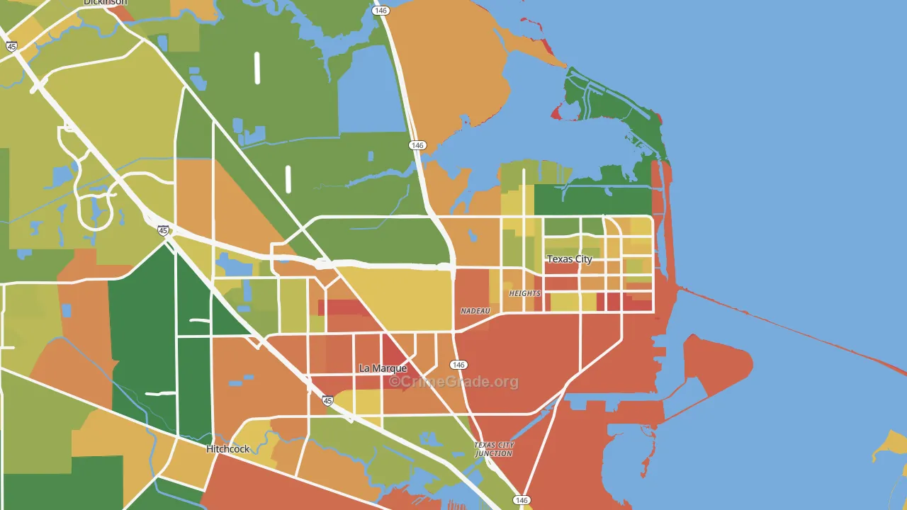 Texas City, TX Map of Assault Rates