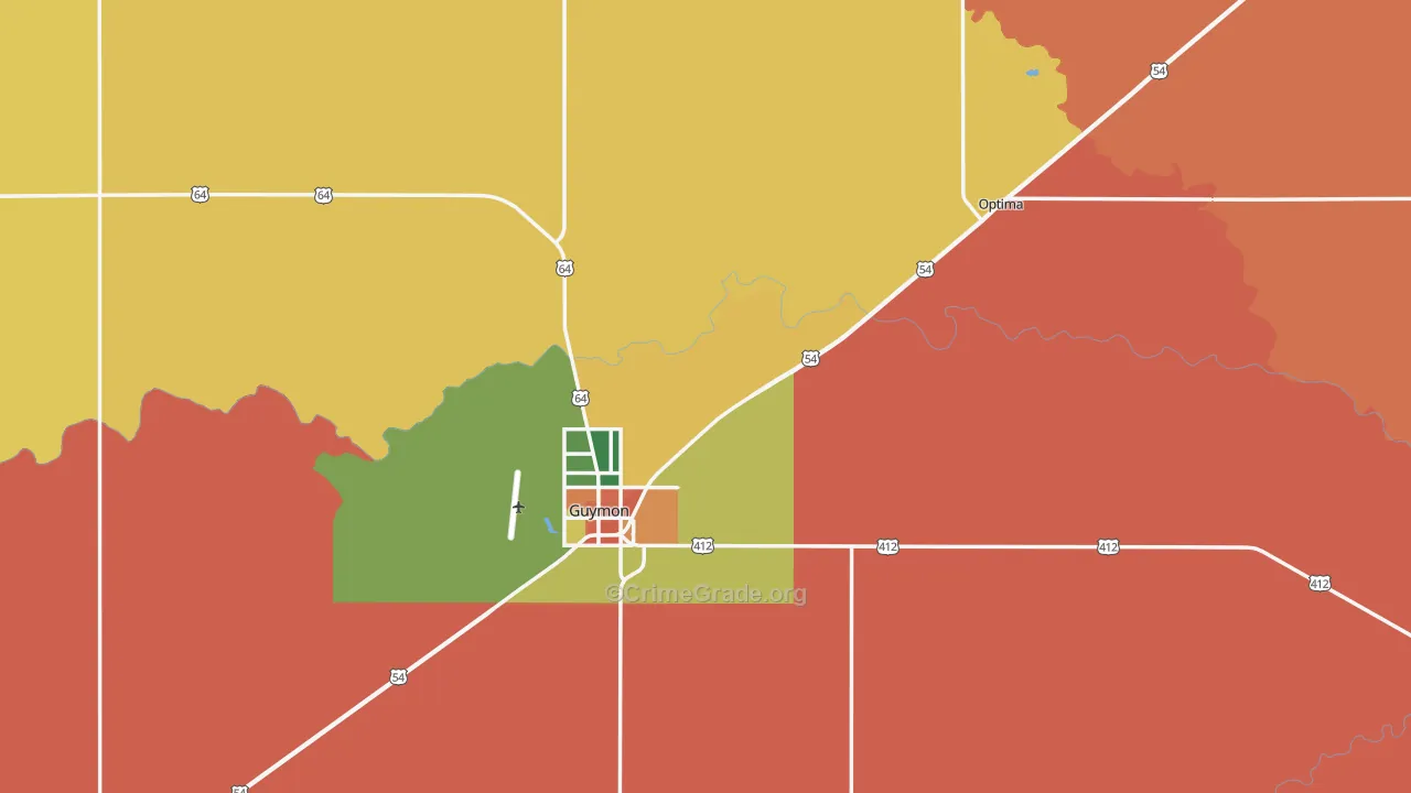 Texas County, OK Map of Assault Rates