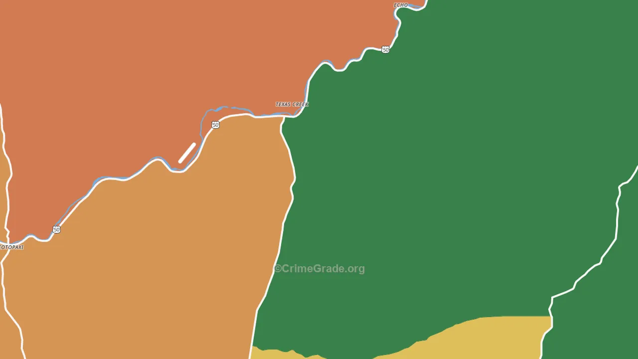 Texas Creek, CO Map of Assault Rates