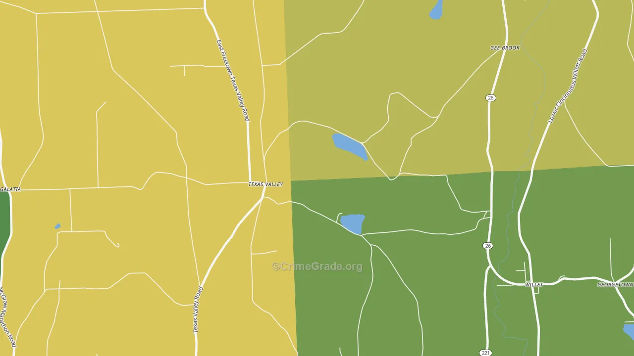 Texas Valley, NY Map of Assault Rates