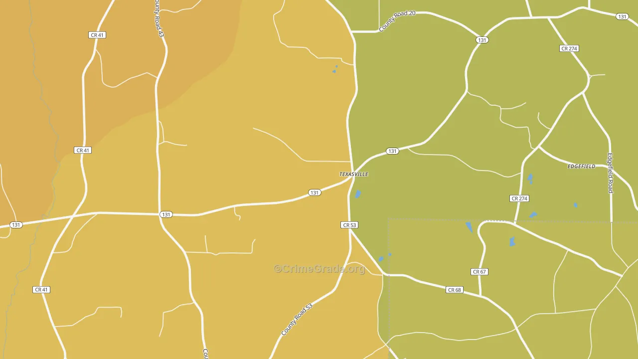 Texasville, AL Map of Assault Rates