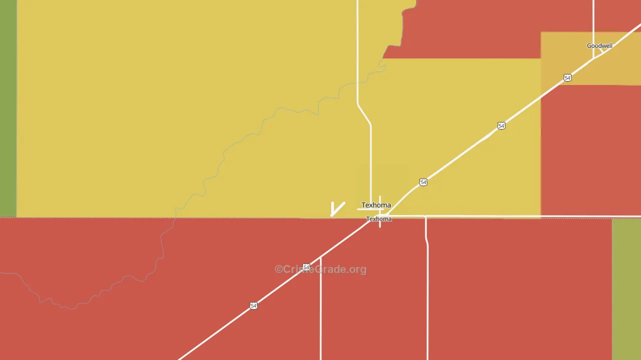 Texhoma, OK Map of Assault Rates