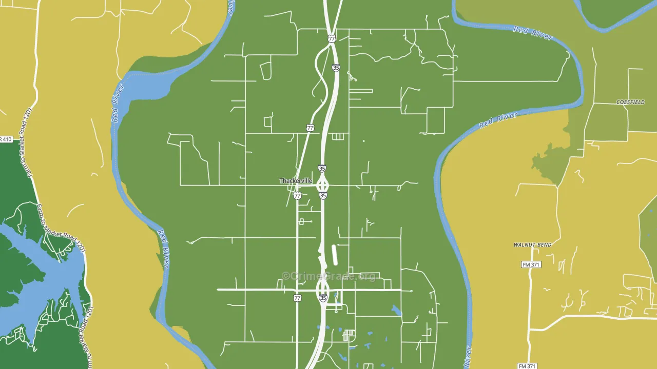 Thackerville, OK Map of Assault Rates