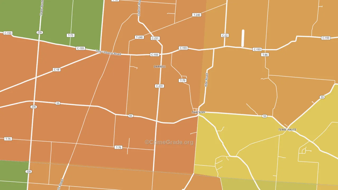 Thackery, OH Map of Assault Rates