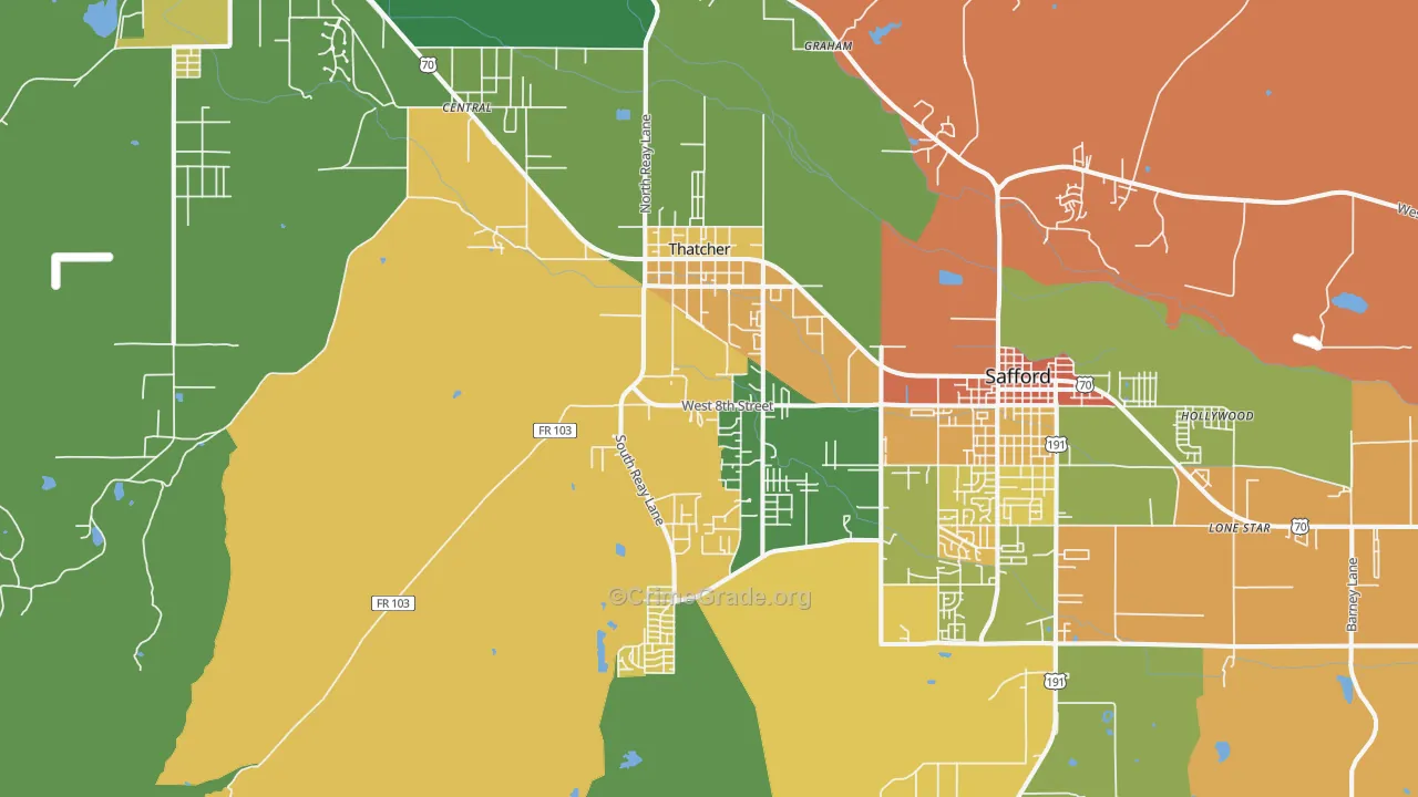 Thatcher, AZ Map of Assault Rates