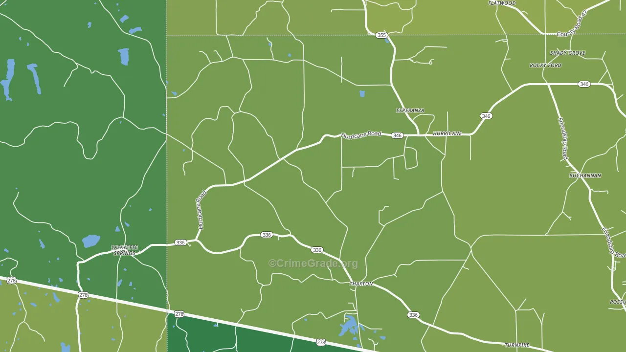 Thaxton, MS Map of Assault Rates
