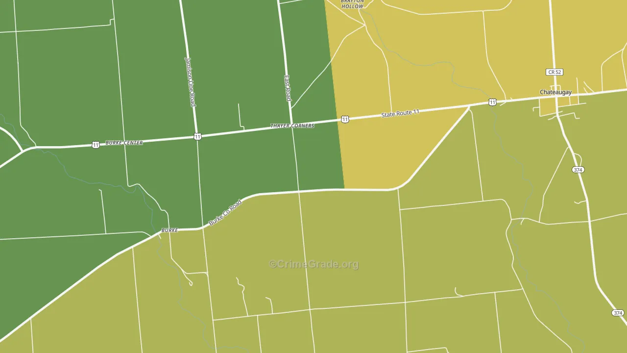 Thayer Corners, NY Map of Assault Rates