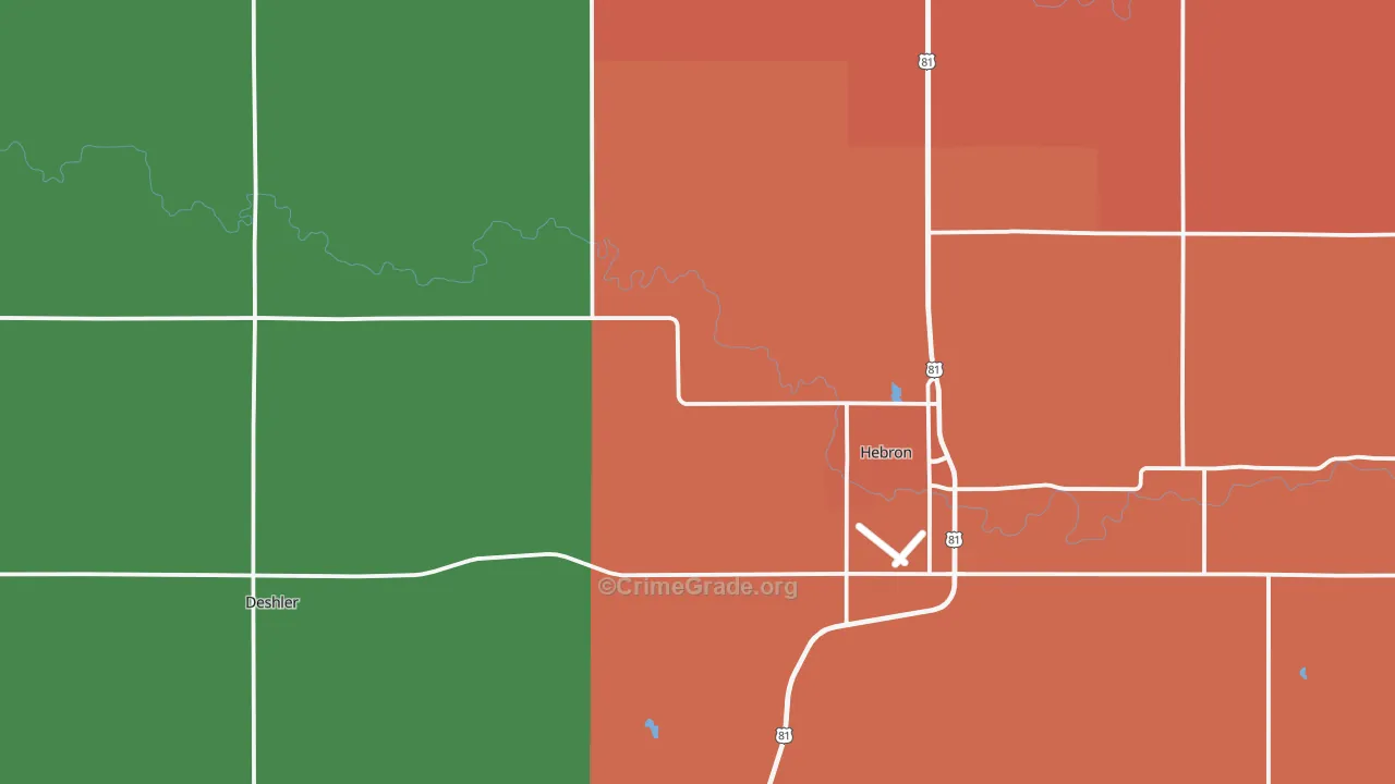Thayer County, NE Map of Assault Rates