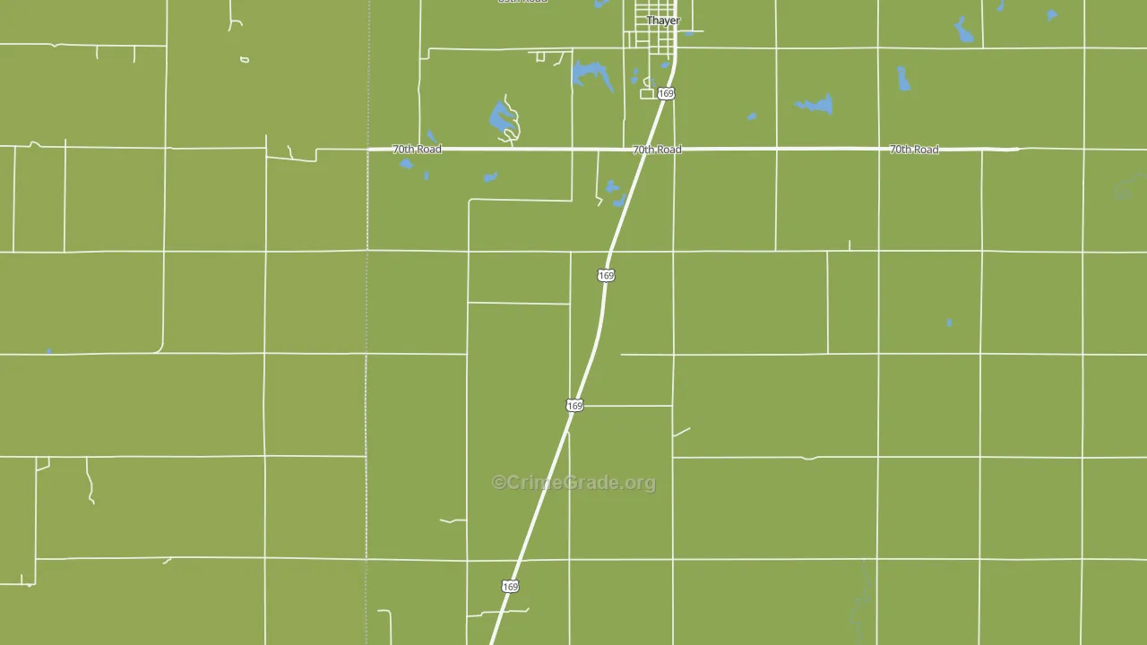 Thayer, KS Map of Assault Rates